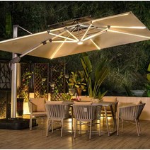 카페 대형파라솔 업소용 식당 루프탑 햇빛 가림막, 알루미늄합금 폴사각 2.5m + 수조