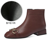 가죽스퀘어 투 로우 힐 앵클 가을과 겨울 부츠 여성