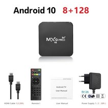 TV 셋톱 박스 스마트 수신기 OTT 안드로이드 10.0 MXQ 프로 4K Allwinner H3 1G 8G 3D 2.4G 와이파이 구글 플레이 유튜브 미디어 플레이어 매우 빠른, Eu 플러그_8G128G
