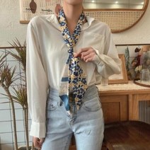 플라워 롱 타이스카프 프리미엄 쁘띠스카프 롱스카프 실크 방도 패턴 가방 스카프코디 스카프매는법
