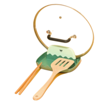 애니윙 쓰러지지 않는 주방 조리도구 뚜껑 거치대, 그린 받침대, 1개