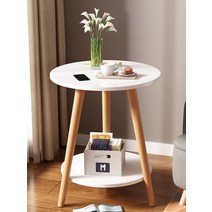 원형 차 소파 테이블 보조 커피 작은 침대 옆 미니바, 50CM 노란색 폭 50 높이 52-단층