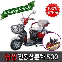 (주)신일실업 전동삼륜차 3륜오토바이 전동오토바이 씽씽500 스쿠터, 빨강