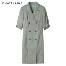 [샤트렌] 오픈카라 롱 잔체크 원피스