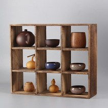 대나무 다기장 다완장 찻장 컵보드 다완장 장식장 진열장 앤틱수납장 벽걸이 조립식 원목 나무 엔틱, L