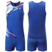 마라톤 런닝 조깅 복 족구 탁구 배드민턴 기능성 유니폼 세트 여름 러닝 남성 슈트 여성용 조끼와 반바지 레이싱 키트 트랙 및 필드 러닝 의류 2022, w 블루, 3xl