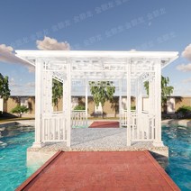 조립식 원두막 정자 가격 현대 새로운 중국 파빌리온 야외 안뜰 알루미늄 합금 빌라 레저 단순 플랫 탑 코너 선반 주조 알루미늄 파빌리온, 아이보리스퀘어당 가격