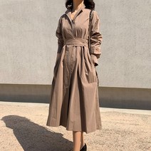 라끌로떼 벨트 롱 트렌치 원피스 코트