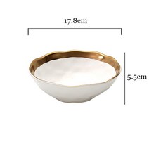 유럽 블랙 골드 세라믹 접시 서양 요리 매트 골든 스트로크 스테이크 파스타 디너 플레이트 창의력 레트로 샐러드 요리, Bowl-17.8x17.8x5.5cm