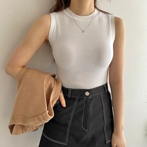 사자옷 여성 반 폴라 목티 골지 민소매 나시 티셔츠 민소매/나시