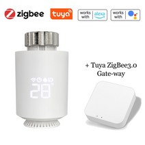 전기장비 소모품 Tuya-Zigbee 라디에이터 액추에이터 온도 조절기 스마트 무선 조절 밸브 컨트롤러 Alexa Google Home 지원, 한개옵션1, [07] 1PCS With Gate-way
