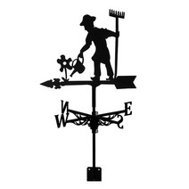 shangren 스테인레스 스틸 풍향계 입상 실용적인 바람 방향 표시기 빈티지 스타일 농장 장면 홈 야외 정원 공예 장식, 검정, 스테인리스 강