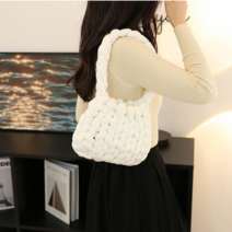 굵은 실 22m 6가지 색상 자이언트얀 DIY 뜨개 손으로 짠 만두 가방만들기 니트백, 연퍼플