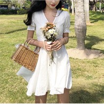 겟잇미 겟잇미(당일배송) 브이넥 벌룬 펀칭 썸머룩 미니원피스 (7783230)