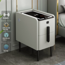 스마트협탁 침대옆 bedside 테이블 usb 블루투스 무선충전, 완제품, 45cm, 베이지 무선충전+삼색등+USB+지문잠금