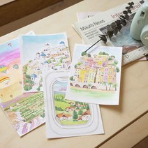 솜씨키트 수채화 세계여행 집콕 키트 드로잉 도안 고체물감 색칠하기 컬러링북 어른 색칠공부, 기본패키지