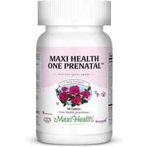 Maxi Health One Prenatal 철분이 함유된 여성 산전 비타민 향상된 흡수 및 생체 이용률 여성을 위한 일일 종합 성인을 미네랄 보충제 60 캡슐, [01] 60개1팩