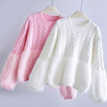 여자 뽀글이 라운드넥 니트 스웨터 빅사이즈 풀오버 가을겨울