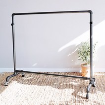 코코디피 강력 인더스트리얼 옷가게 빈티지 행거 흑관 파이프 엘보 수도관 헹거 주문제작, 검정색