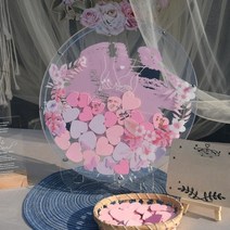 방명록 돌잔치 스몰웨딩 축하 행사장 하트 방명록, 40cm 라운드 하트 100