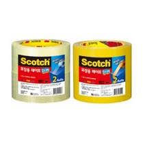3M 스카치 두배 강력한 포장용 투명 갈색 택배 박스 테이프 2롤, 색상, 투명(품)(절)