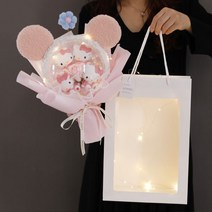 생일꽃다발 선물 부케 조화 생일파 졸업선물 꽃다 크리에이티브 케이크선물상 소녀를위한 크리 에이 티브 아이샤 공주 인형 꽃다발 10 세 소녀 어린이 생일 크리스마스 스페셜 10953, 핑크 KT고양이 + 보보볼