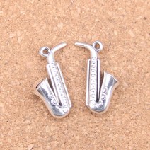 전자섹소폰 전자색소폰 경적 색소폰 26x21mm 골동품 펜던트 빈티지 티베트어 실버 주얼리 DIY 팔찌 목걸, 02 앤틱 실버 도금
