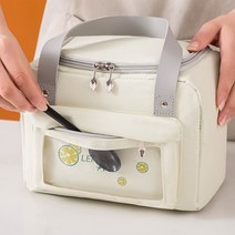 리빙공감 투명창 보냉백 도시락 가방, 아이보리, 1개