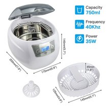 가정용 초음파 세척기 목욕 쥬얼리 틀니 시계 매니큐어 네일 도구 750ml, 03 JP-900S_02 EU