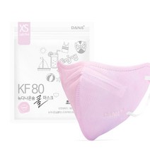 다나마스크 KF80 뉴 다나 온숨 쿨 컬러마스크 초소형 90매, 연분홍색