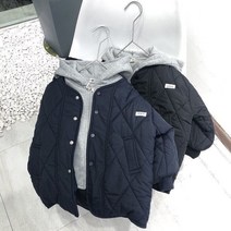 바로배송 남아 아들룩코디 깔깔이 점퍼 겨울아우터 키즈 후드누빔점퍼 네이비 블랙 유아패딩
