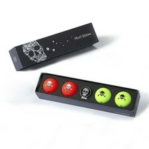 볼빅 스컬 에디션 볼 마커 햇 클립 포함 골프공 4개입, 1개, Red + Green