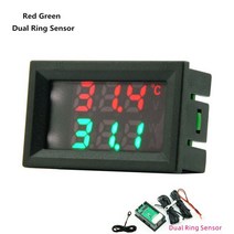온도측정 온도측정기 적외선온도계 온습도계 Dc 4v-30v 0.56 인치 미니 led 듀얼 디스플레이 디지털 온도 센서 wntc 방수 금속 프로브 실내 온도 테스터 호환, 레드 그린 링
