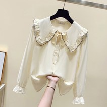 배색카라 블라우스 하늘비즈 A25 U574R440