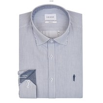 [예작]긴소매 슬림핏 스냅버튼 카라 카우스 배색 스트라이프 셔츠- YJ2FBS160NY