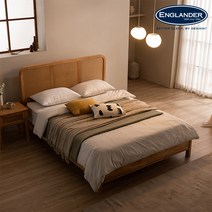 잉글랜더 발리 라탄 고무나무 원목 침대 LK(Sweet Slumber 9존 매트-K), 프레임(내츄럴원목)+매트(GR)