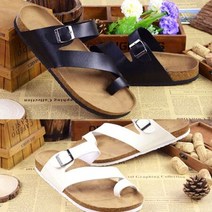 여성 남자 커플 쪼리 버클슬리퍼 코르크 샌들