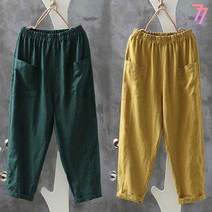 77우먼스 9부마배기바지 빅사이즈 99 허리밴딩 하의 편안한 배기 바지 팬츠 데일리 봄 여름 가을 9부 데일리룩 이월 이월상품 [리현커머스]