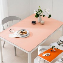 (14colors 11size) 롤로아 100% 방수 가죽 식탁보 테이블보, 210x100cm, 양면-6 (Peach+Orange)