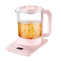 전기냄비 멀티쿠커 라면 전기 포트 분유포트 티 주전자 전기포트 미니 커피 220V 가정용 건강 냄비 다기능 스마트 높은 붕규산 유리 스튜 18L, pink 색상+no filter+KR