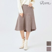 로엠 체크패턴 언발란스 롱 스커트_RMWH94V03B