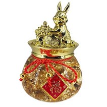 동물 조형물 크리 에이 티브 골드 호일 옥 토끼 행운의 가방 풍수 풍요의 뿔 장식 행운의 공예 선물 장식품 장식 인형, 금, 01 금