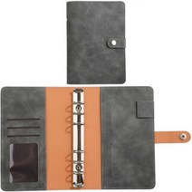 A6 바인더 예산 PU 가죽 플래너 시스템 투명 지퍼 비용 시트 노트북 주머니 현금 봉투 정리함, A Grey Cover