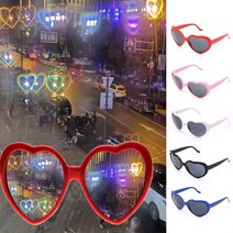 VR 증강현실 스마트글래스 1pc 레드 러브 하트 모양 회절 격자 파티 레이브 렌즈 유리 궤도 라이트 쇼 불꽃 놀이 굴절 레이저 70, 검은색