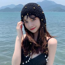 물결 라피아햇 조이 콫무늬 여름뜨개모자 현아 대두 캠핑 헤어밴드 명품 비치모자