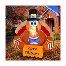 Joiedomi 1.5m5피트 추수감사절 공기 주입식 Give Thanks 칠면조 LED 조명 블로우 업 가을 가족 파티 및 장