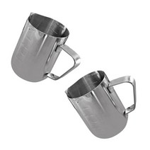 2Pcs 식품 학년 양초 제조기 왁스 녹는 투수 주전자 및 도구 - 350ml 양초 비누 붓는 냄비 - 연구 손잡이 및 내부, 설명, 실버, 스테인레스 스틸