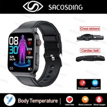 2023 새로운 혈당 스마트 워치 남자 심전도 모니터 혈압 체온 Smartwatch IP68 방수 피트 트래커, Leather Black set_CHINA | Orig