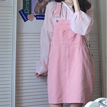 JINGHENG 여자 원피스 데님원피스 멜빵 스커트 키작은 여자 원피스956851565