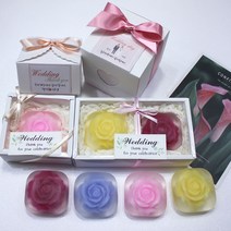 사랑스런 로즈 장미 웨딩 답례품 천연 수제 비누, 2구노랑+핑크, 상자, 선택없음